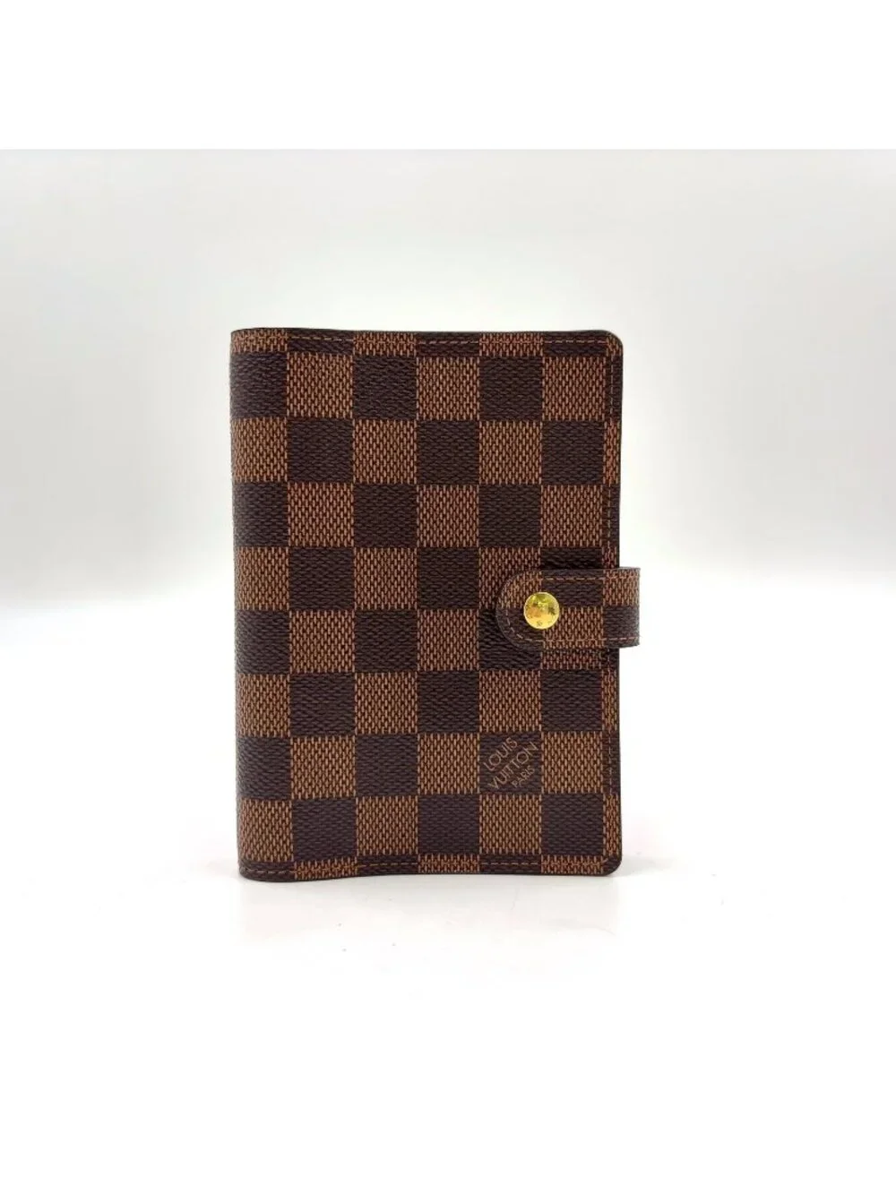 Louis Vuitton Agenda PM Damier Leather Brown Notebook Cover Gold